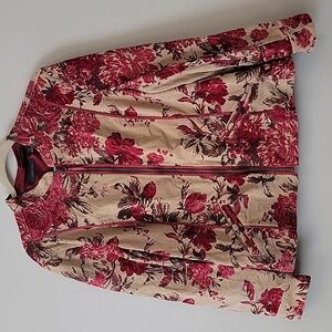 Amber Sun Floral Bomber Jacket in Red and Cream